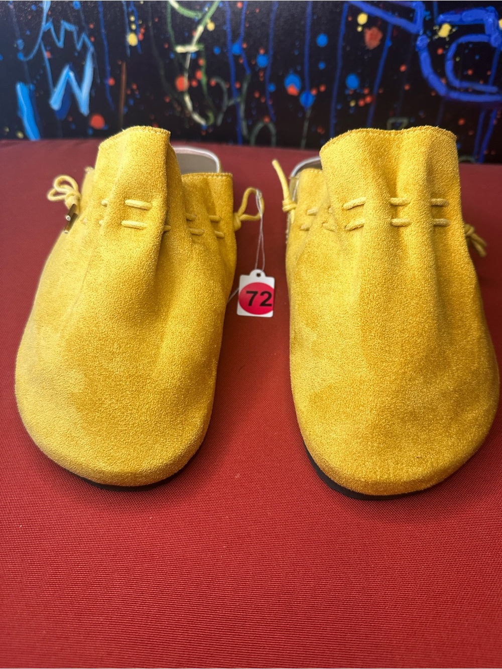No.72 Yellow Suede Mules Slip-On Shoes Size 40